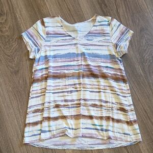 Striped Multicolor Short Sleeve Women's Top